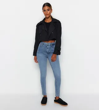 Faded High Waist Skinny Fit Jeans