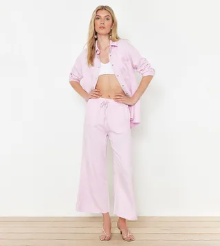 Drawstring Waist Culotte Jeans