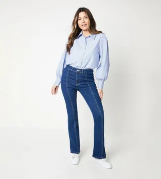 Stitch Detail Flared Jeans