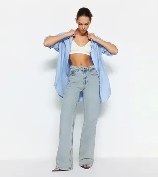 Faded High Waist Baggy Jeans