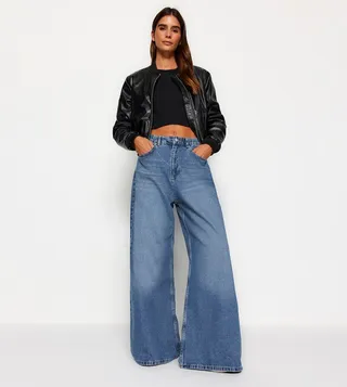 Faded High Waist Extra Wide Leg Jeans
