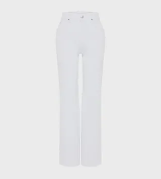 Solid High Waist Straight Fit Jeans