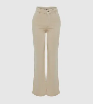 Solid High Waist Flared Jeans