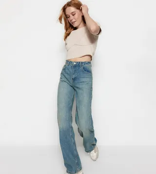 Faded High Waist Baggy Jeans