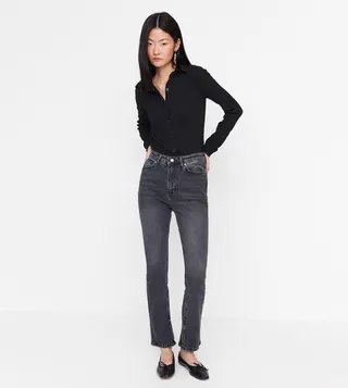 Slit High Waist Bootcut Jeans