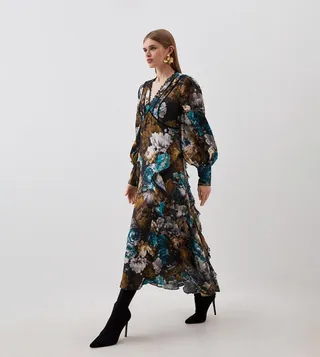 Printed Woven Maxi Dress