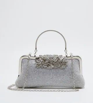 Embellished Top-Handle Clutch with Sling