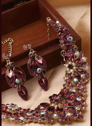 Gold Plated Designer Stone Necklace and Earring Set