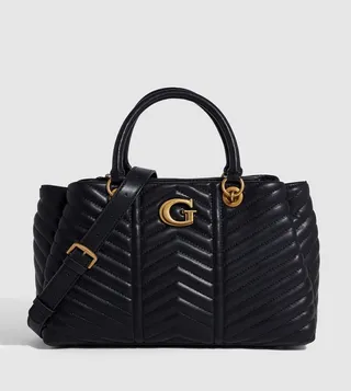 Quilted Satchel Bag with Sling