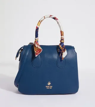 Scarf Charm Detail Satchel Bag