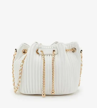 Quilted Metal Chain Detail Bucket Bag