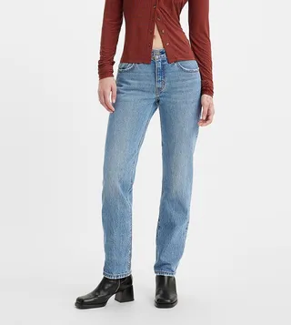 Mid Rise Straight Fit Jeans