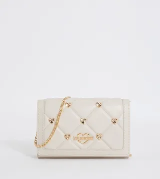 Quilted Heart Jewel Crossbody Bag