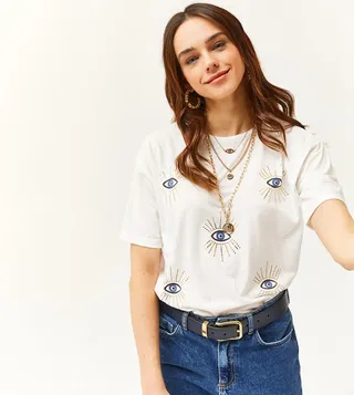Evil Eye Printed Short Sleeves T-Shirt