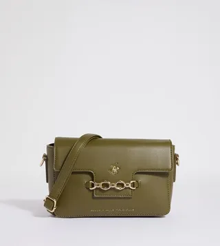 Logo Detail Metal Accent Crossbody Bag