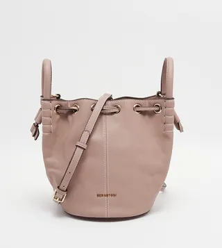 Textured Logo Detail Bucket Bag with Sling