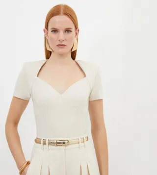 Ponte Short Sleeves Bodysuit Top