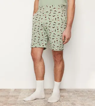 Printed Short Sleeves Knitted Pajama Set