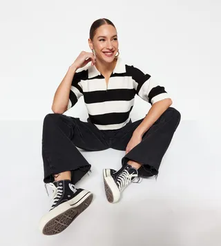 Striped Collared Crop Top