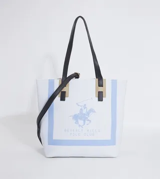 Logo Detail Zippered Tote Bag