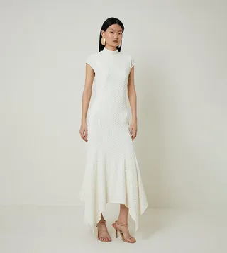 Petite Textured Jersey Dramatic Hem Maxi Dress