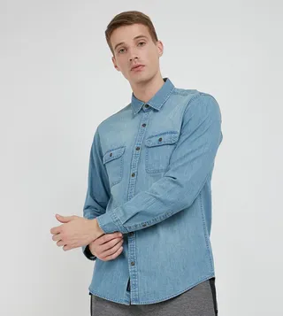 Aero Men's Long Sleeves Denim Shirt