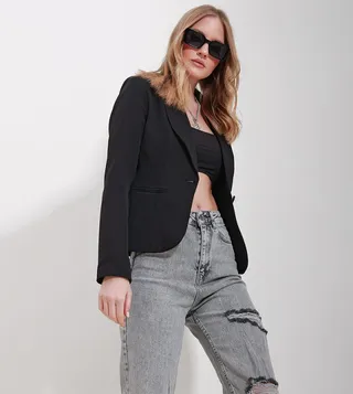 Solid Long Sleeves Blazer