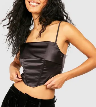 Satin V Hem Corset Top