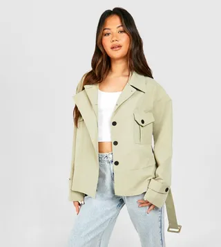 Utility Pocket Detail Crop Trench Coat