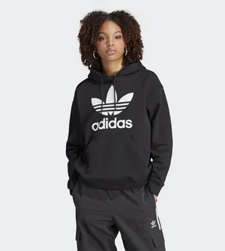 Trefoil Logo Printed Hoodie