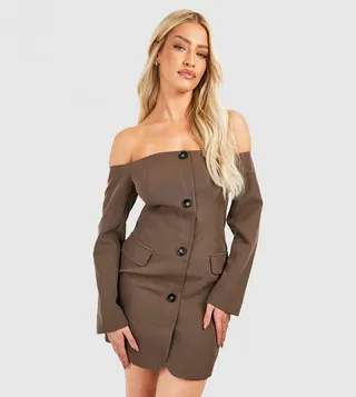 Bardot Button Detail Blazer Dress