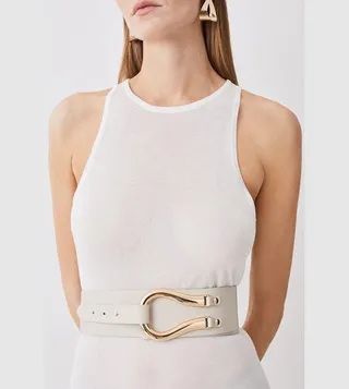 Leather Hardware Detail Waist Belt