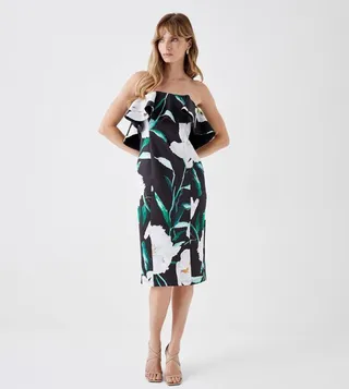 Printed Ruffle Bandeau Dress