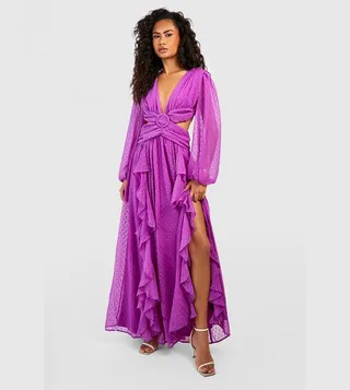Dobby Chiffon Cut Out Maxi Dress