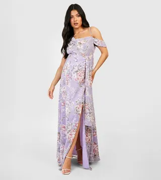 Maternity Occasion Drape Shoulder Maxi Dress