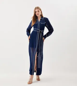 Viscose Woven Midi Shirt Dress