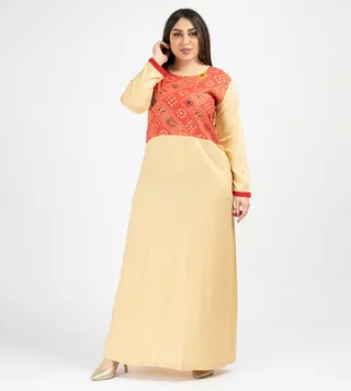 Contrast Detail Long Sleeves Jalabiya