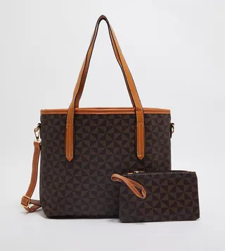 Patterned Tote Bag with Pouch