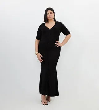 Plus Size Viscose Blend Slinky Knit Midaxi Dress