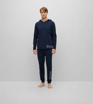 Stretch-Cotton Logo Detail Sleep Bottoms
