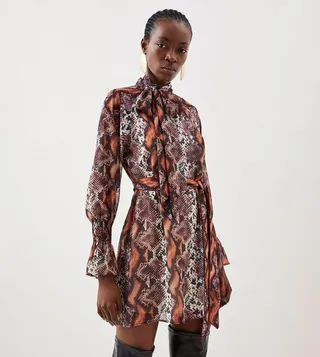 Pleated Georgette Woven Mini Dress