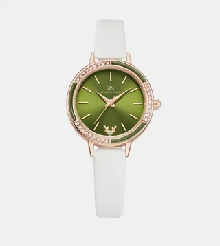 Embellished Green Dial Analog Watch