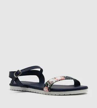 Printed Open Toe Flat Sandals
