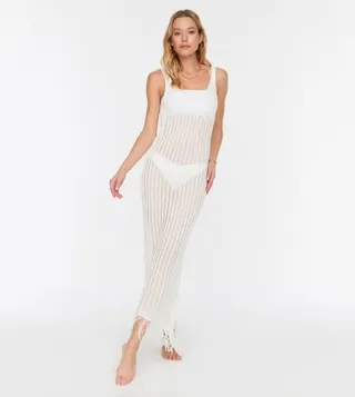 Knitted Sleeveless Beach Cover-Up Dress