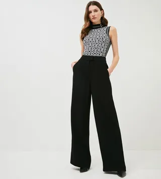 Viscose Satin Back Crepe Wide Leg Trousers