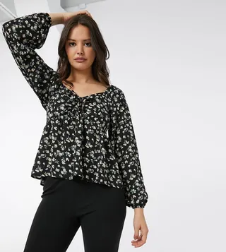Floral Printed Puff Sleeves Top