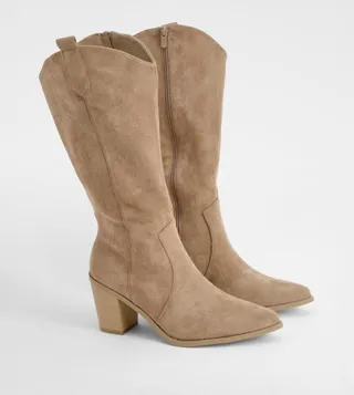 Western Style Pointed Toe Knee High Boots