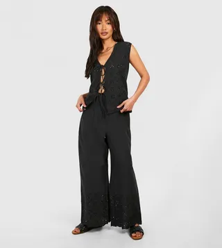 Broderie Flared Trousers