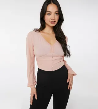 Lace Trim Floral Printed Top