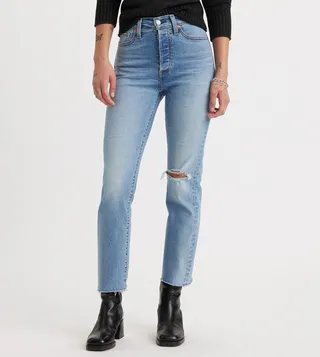 Ripped Wedgie Straight Fit Jeans